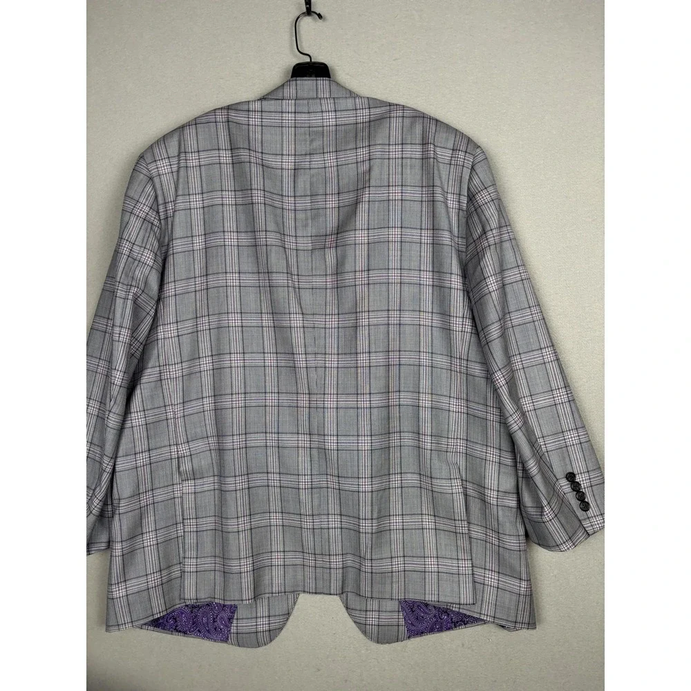 Samuelsohn Blazer Mens 50 Gray Purple Plaid Wool Dormeuil Sport Coat Canada
